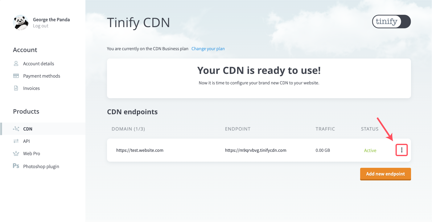Tinify CDN网站概览至菜单